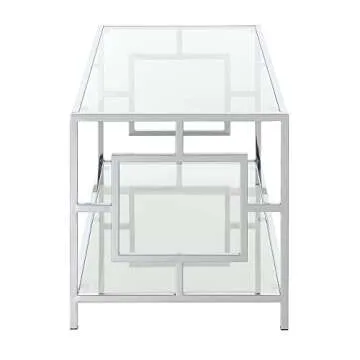 Town Square Chrome Coffee Table with Shelf, Glass/Chrome