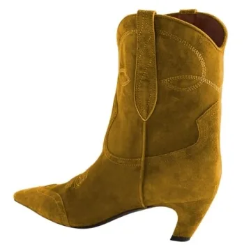 FSJ Women's Square Toe Low Heel Ankle Booties - Comfort & Style