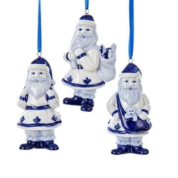 Kurt Adler Delft Blue Santa Ornaments for Christmas