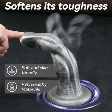 Baquick 8.6in Monster Dildo Dragon with Strong Suction Cup G-spot Realistic Dildos Penis for Hands-Free Play, Pussy Anal Plug Adult Couple Sex Toys & Game, Grey