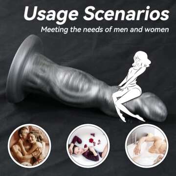 Baquick 8.6in Monster Dildo Dragon with Strong Suction Cup G-spot Realistic Dildos Penis for Hands-Free Play, Pussy Anal Plug Adult Couple Sex Toys & Game, Grey