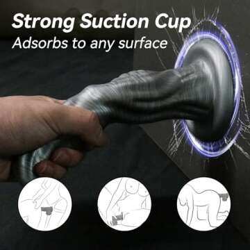 Baquick 8.6in Monster Dildo Dragon with Strong Suction Cup G-spot Realistic Dildos Penis for Hands-Free Play, Pussy Anal Plug Adult Couple Sex Toys & Game, Grey