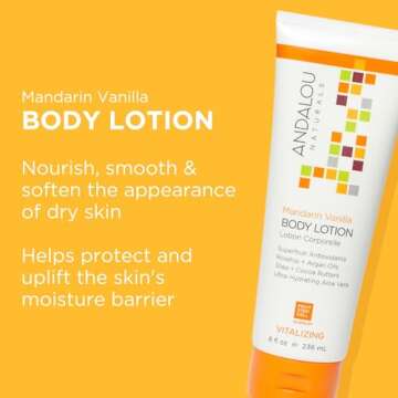 Andalou Naturals Vitalizing Body Lotion, Mandarin Vanilla Body Moisturizer, 8 Oz, Shea Butter, Cocoa...