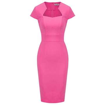 Plus Size Women's 1950s Vintage Bodycon Party Dress Knee Length Rose 2XL