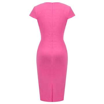 Plus Size Women's 1950s Vintage Bodycon Party Dress Knee Length Rose 2XL