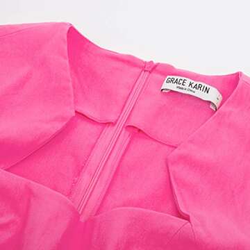 Plus Size Women's 1950s Vintage Bodycon Party Dress Knee Length Rose 2XL