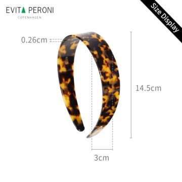 EVITA PERONI Wide Headbands for Women with Teeth Acetate Resin Hair Bands for Women's Hair No Headache Headband No Slip Hairbands-Tortoise