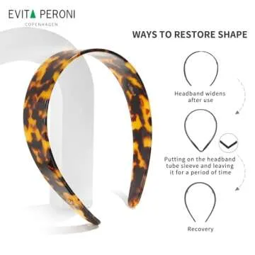 EVITA PERONI Wide Headbands for Women with Teeth Acetate Resin Hair Bands for Women's Hair No Headache Headband No Slip Hairbands-Tortoise