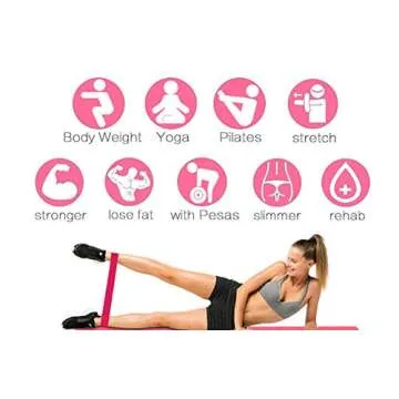 Set of 5 Resistance Loop Bands, Pink Color Gradient Yoga Tension Rings Exercise Gym Sports Elastic Bands Fitness Resistance Bands Strength Training Pilates