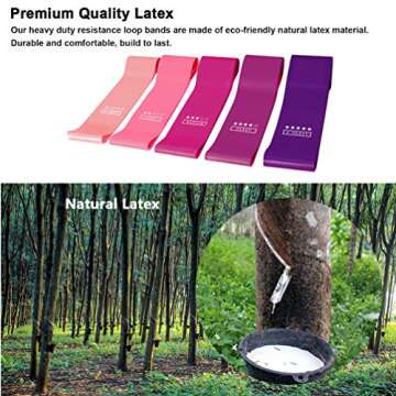 Set of 5 Resistance Loop Bands, Pink Color Gradient Yoga Tension Rings Exercise Gym Sports Elastic Bands Fitness Resistance Bands Strength Training Pilates