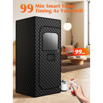 Portable Sauna Box for Home, Personal SPA Steam Sauna with 5 Min Fast Heating &15 Levels Heat, Warm Sauna Tent with 3L/1200W Steamer, Folding Chair, Remote Control for Body Relaxation, 32" x 32" x 71"
