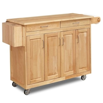 Homestyles Kitchen Mobile Cart with Drop Leaf Breakfast Bar for Ideal Storage