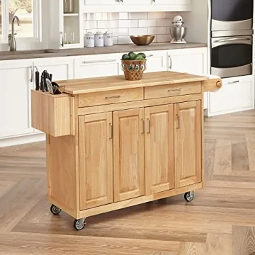 Versatile Kitchen Mobile Cart with Drop Leaf Bar
