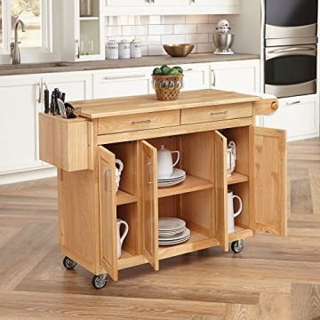 Versatile Kitchen Mobile Cart with Drop Leaf Bar
