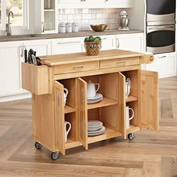 Versatile Kitchen Mobile Cart with Drop Leaf Bar