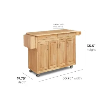 Versatile Kitchen Mobile Cart with Drop Leaf Bar