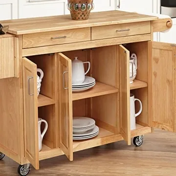 Versatile Kitchen Mobile Cart with Drop Leaf Bar
