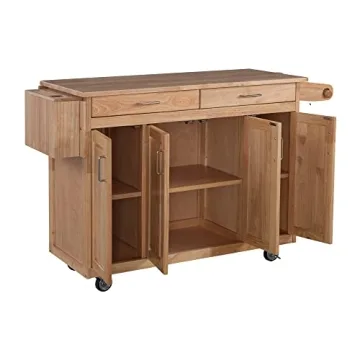 Versatile Kitchen Mobile Cart with Drop Leaf Bar
