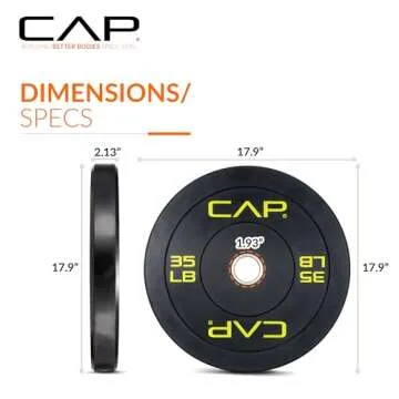 CAP Barbell Budget Olympic Bumper Plate with Yellow Logo, Black, 35 lb Single
