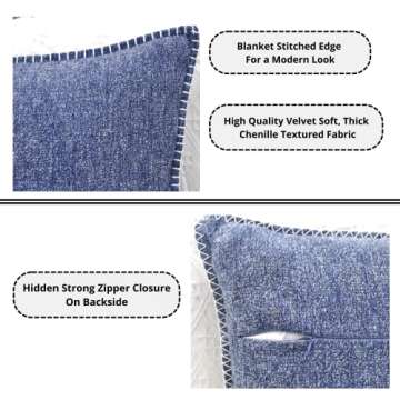 26x26 Pillow Covers Set of 2 Navy Blue, Extra Large Throw Pillow Covers for Couch Sofa Pillows, Soft...