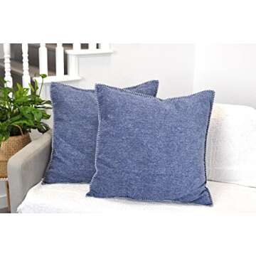 26x26 Pillow Covers Set of 2 Navy Blue, Extra Large Throw Pillow Covers for Couch Sofa Pillows, Soft Cozy Big Cushion Covers, Modern Square Euro Pillow Cases, Oversized Decorative Euro Shams