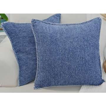 26x26 Pillow Covers Set of 2 Navy Blue, Extra Large Throw Pillow Covers for Couch Sofa Pillows, Soft Cozy Big Cushion Covers, Modern Square Euro Pillow Cases, Oversized Decorative Euro Shams