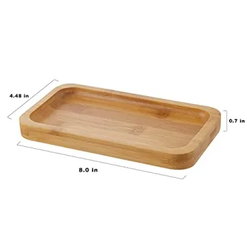 Stylish INIUNIK Qtip Holder & Bamboo Tray Set for Bathroom