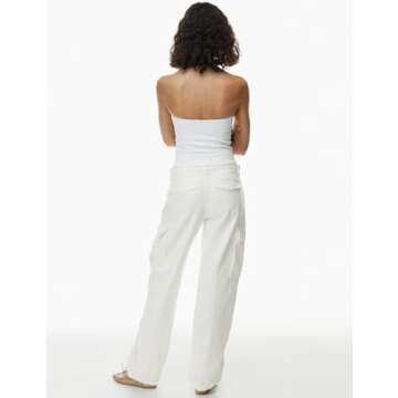 Womens Double Lined Tube Tops Crop Going Out Tops Strapless Tank Summer Top White M