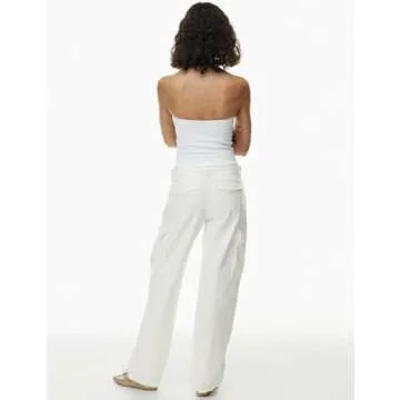 Womens Double Lined Tube Tops Crop Going Out Tops Strapless Tank Summer Top White M