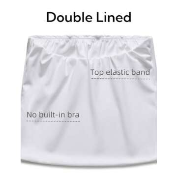 Womens Double Lined Tube Tops Crop Going Out Tops Strapless Tank Summer Top White M