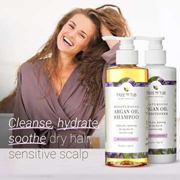 Tree To Tub Hydrating Sulfate Free Shampoo and Conditioner Set for Dry Hair, Dry Scalp, Frizz - Mois...
