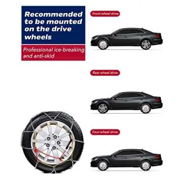 FLYSWAN Snow Chains for Car SUV Pickup Trucks Car, Universal Adjustable Emergency Portable Snow Tire Chains, Tire Width 175 180 185 195 205 215 220 225 235 240 245 255 265 275 and More（KN120）