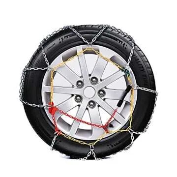 FLYSWAN Snow Chains for Car SUV Pickup Trucks Car, Universal Adjustable Emergency Portable Snow Tire Chains, Tire Width 175 180 185 195 205 215 220 225 235 240 245 255 265 275 and More（KN120）