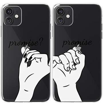 Mertak Matching Cases Compatible with iPhone 15 Pro Max 14 Plus 13 12 Mini 11 SE XS XR 8 7 Girlfriend Holding Hands Boyfriend Couple Anniversary Clear Cover Newlywed Promise Love Pinky Swear Him Her