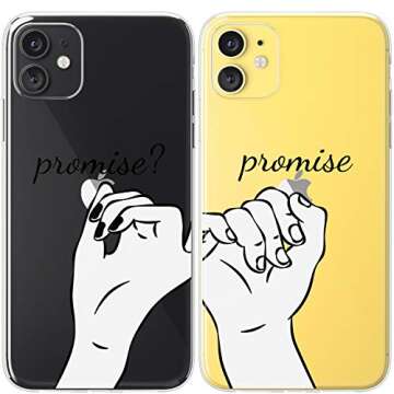 Mertak Matching Cases Compatible with iPhone 15 Pro Max 14 Plus 13 12 Mini 11 SE XS XR 8 7 Girlfriend Holding Hands Boyfriend Couple Anniversary Clear Cover Newlywed Promise Love Pinky Swear Him Her