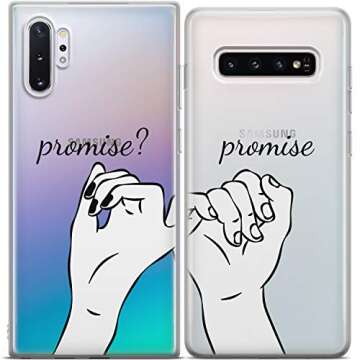 Mertak Matching Cases Compatible with iPhone 15 Pro Max 14 Plus 13 12 Mini 11 SE XS XR 8 7 Girlfriend Holding Hands Boyfriend Couple Anniversary Clear Cover Newlywed Promise Love Pinky Swear Him Her