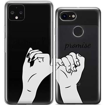 Mertak Matching Cases Compatible with iPhone 15 Pro Max 14 Plus 13 12 Mini 11 SE XS XR 8 7 Girlfriend Holding Hands Boyfriend Couple Anniversary Clear Cover Newlywed Promise Love Pinky Swear Him Her