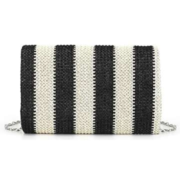 Obosoyo Straw Crossbody Bag Straw Clutch Women Woven Straw Shoulder Bags Summer Beach Envelope Purse Wallet