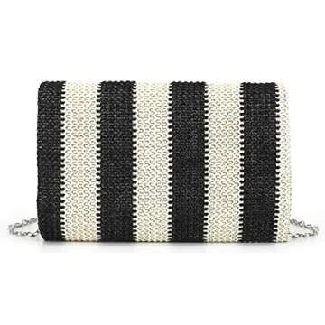 Obosoyo Straw Crossbody Bag Straw Clutch Women Woven Straw Shoulder Bags Summer Beach Envelope Purse Wallet