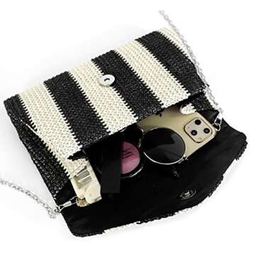 Obosoyo Straw Crossbody Bag Straw Clutch Women Woven Straw Shoulder Bags Summer Beach Envelope Purse Wallet