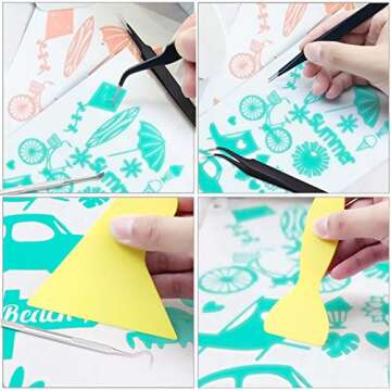 23PACK Craft Weeding Tools for Vinyl, Precision Craft Tools Set, Weeding Tools for Vinyl Kits, Scrapbooking Tools Including Scissor, Tweezers, Weeders, Scraper, Spatula for Weeding Vinyl