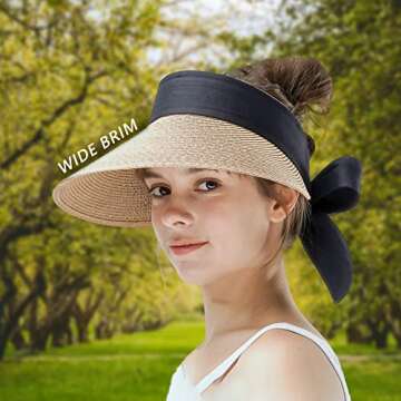 Naforet Women's Adjustable Wide Brim Sun Hat for Summer