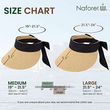 Naforet Women's Adjustable Wide Brim Sun Hat for Summer
