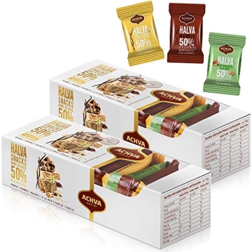 Variety Pack of Halvah Marble, Vanilla, and Walnut Israel Candy Bars– Vegan-Friendly, Certified Ko...
