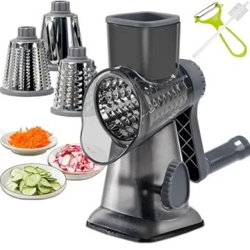 Dachenus Cheese Grater - Versatile Rotary Cheese Shredder with Suction Base & Cleaning Brush