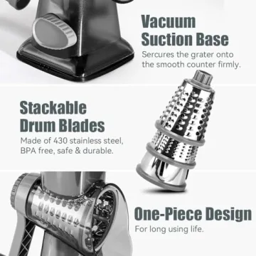 Dachenus Cheese Grater Rotary Shredder with Suction Base