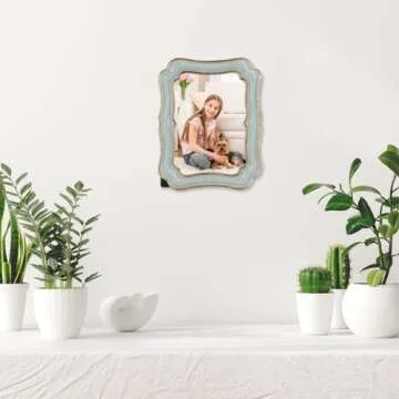 PHAREGE 5x7 Vintage Picture Frame Green Gold, Ornate Antique Picture Frame for 5x7 Photo, Retro Photo Frame for Tabletop Vertical or Horizontal Display, 1 Pack