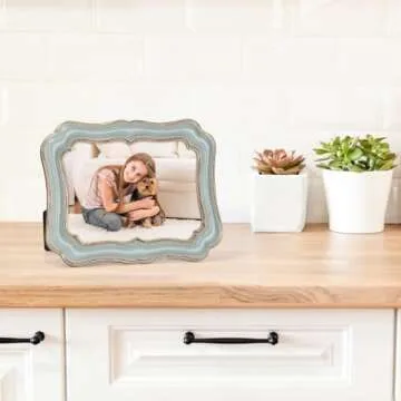 PHAREGE 5x7 Vintage Picture Frame Green Gold, Ornate Antique Picture Frame for 5x7 Photo, Retro Photo Frame for Tabletop Vertical or Horizontal Display, 1 Pack