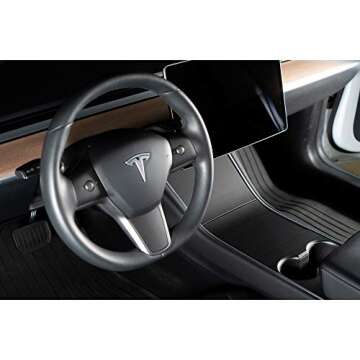 Nikola Pro Tesla Model 3 Center Console Steering Wheel Wrap Kit Bundle (Matte Black)