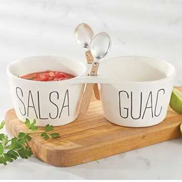 Mud Pie Salsa & Guacamole Double Dip Set for Stylish Serving